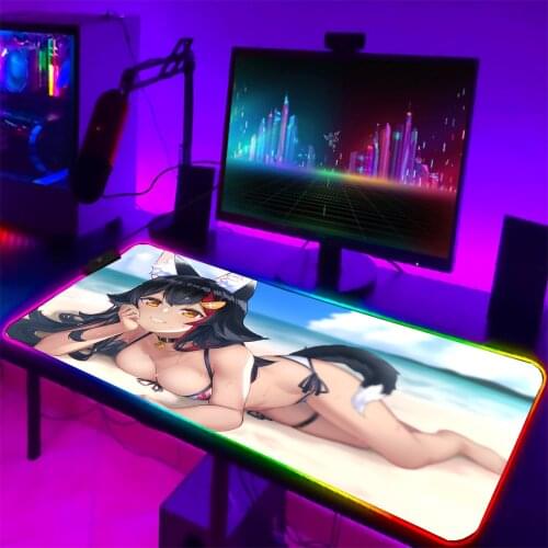 Mairuige RGB Anime Sexy Girl Gaming Accessories MousePad LED Large MousePad Xxl Kawaii Carpet Anime MousePad Non-slip Mouse Pad
