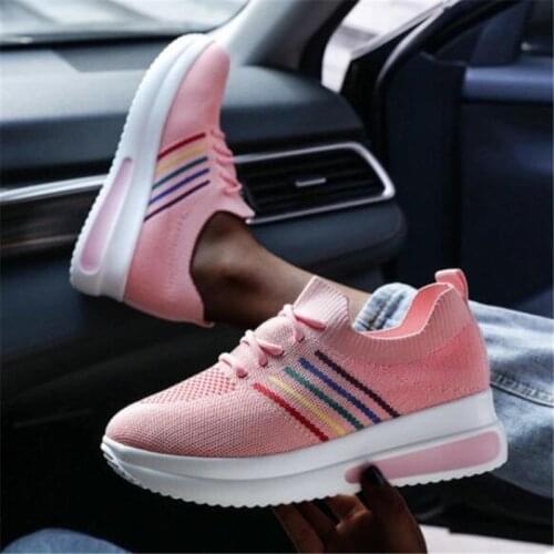 Fashion Women Vulcanize Sneakers Lace-Up Wedge Casual Ladies Printed Sneakers Platform Ladies Outdoor Sports Shoes Comfy Shoes