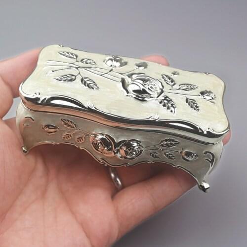 ROSIKING Emboss Alloy Metal Music Box Mini Wind Up Movement Music Box for Christmas/Birthday/Valentines Day