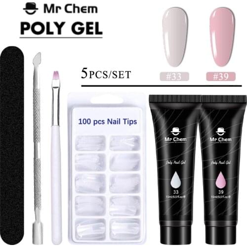Mr Chem Nail Gel Polish Kit 15ml Poly UV Quick Building Varnish Set Long Lasting Extension Nails Art Tools Manicure Set uñas