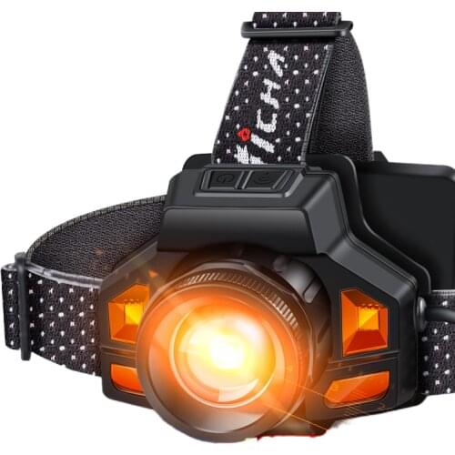 Three halberd fork zoom inductive charging bright long-range fishing headlight head-mounted flashlight long life