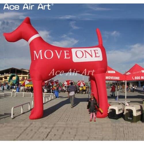 Lovely outdoor giant red standing inflatable collie/shepherd dog animal replica with logos for advertising/pet shop decoration