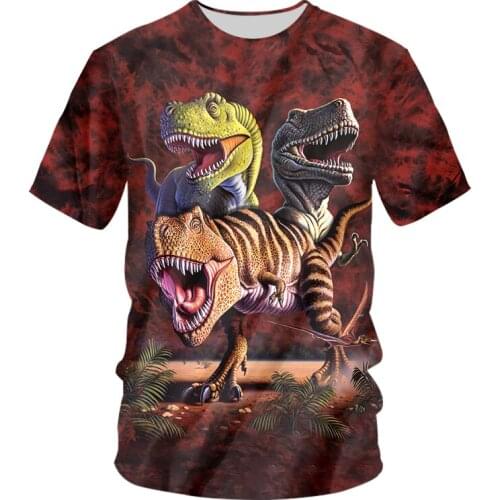 OGKB Summer Mens T-Shirt 3D Print Cartoon Animal Dinosaur T Shirt Kids Funny Harajuku Fashion Top Tyrannosaurus Super Cool Shirt