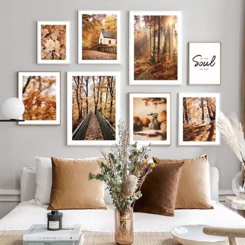 Autumn Deciduous Maple Forest View Quote Scandinavia Wall Art Canvas Painting Posters And Prints Nordic Style Living Room Decor