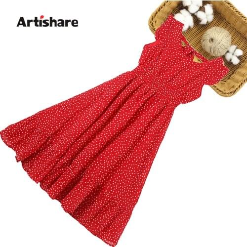Dress For Girls Dot Girl Beach Dress 2021 Newest Ruffles Party Dress Child Casual Style Girl Costume 6 8 10 12 14