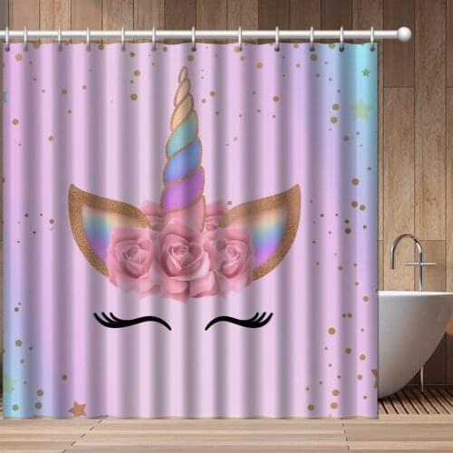 Custom Unicorn Shower Curtains Bathroom Curtain Frabic Waterproof Polyester Showe Curtains Bathroom Curtain With Hooks Dropship