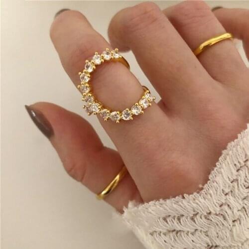 Luxury Brand Design Gold Finger Ring For Women Special Irregular Geometric Zircon Rings Girls Fashion Jewelry Party Gifts