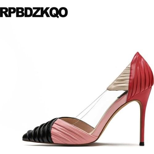 Scarpin Size 4 34 8cm Pointed Toe Clear Beige High Heels 33 Pvc Transparent Red Designer Women Luxury Shoes Thin Pumps Brand