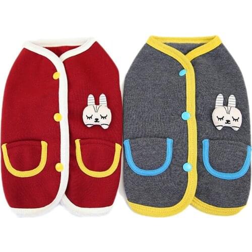 Dog Winter Cardigan Sweater Clothing Warm Soft Cotton Polyester Fiber Coat Small Dog Puppy Teddy Chihuahua Cute Winter Clothes