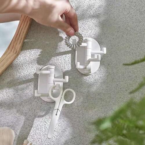 Bathroom Walls Free Punch Hook Living Room Small Objects Storage Racks Holders Hooks Behind Door Key Headdress Hook Accessories