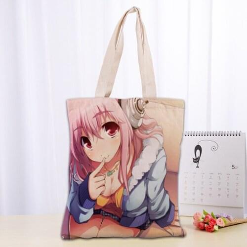 Custom Super Sonico Tote Bag Reusable Women Canvas Shoulder Bag Handbag Shoulder Pouch Foldable Canvas Shopping Bags