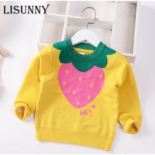 Girls Sweater 2021 Autumn Winter Cartoon Strawberry Baby Jumper Children Sweaters Toddler Pullover Kids Knitted Clothes 1-7y