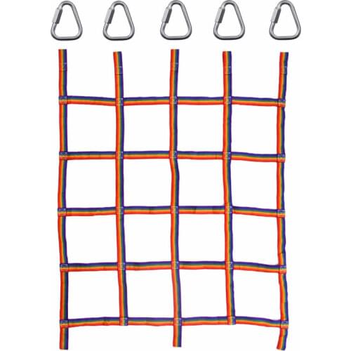 Children Rainbow Climbing Net Climbing Wall Outdoor Hanging Hanging Step Rope Ladder Playground Climbing Training Ninja Net