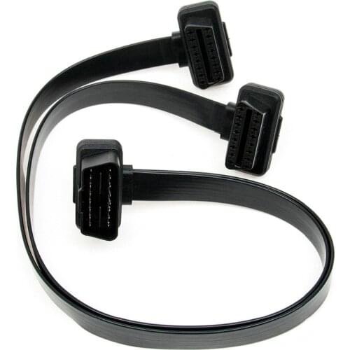 Universal 1-to-2 16-Pin Male to Dual Female Car OBD2 Extension Diagnostic Cable - Black (30cm)