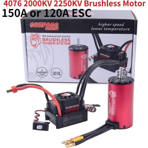 SURPASS HOBBY KK Waterproof Combo 4076 2000KV 2250KV Brushless Motor w/ 120A 180A Brushless ESC for 1/8 RC Drift Racing Car