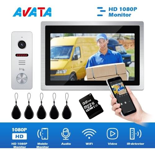 WiFi Video Intercom for Home 10 Inch Monitor IP Wireless Doorbell Peephole with Camera Intercoms for the Apartment Residential