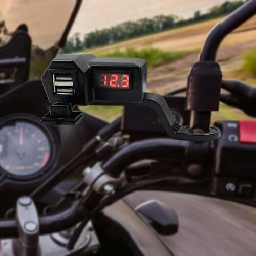 Dual USB Port 12V Waterproof Motorcycle Handlebar Charger Quick Charger 3.0 with Voltmeter USB Motorcycle Charger adapter