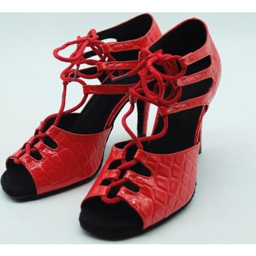 Evkoodance Women Ballroom Latin Dance Boots Ladys Salsa Professional Dancing Shoes Lace-up Social Dance Sandals Latin Shoes