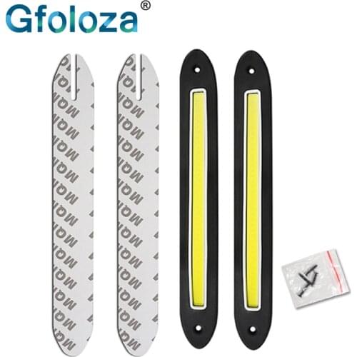 Gfoloza 2Pcs Flexible COB LED Daytime Running Lights Waterproof DRL Strip Light Car LED Fog Lamp Bulbs White Ice Blue 12V