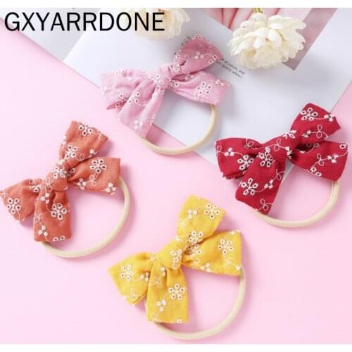 2021 New Flower Bowknot Nylon Headband Lace Bow Baby Headband Hair Clips For Newborn Girl Kids Hairpins Toddler Hair Accessories
