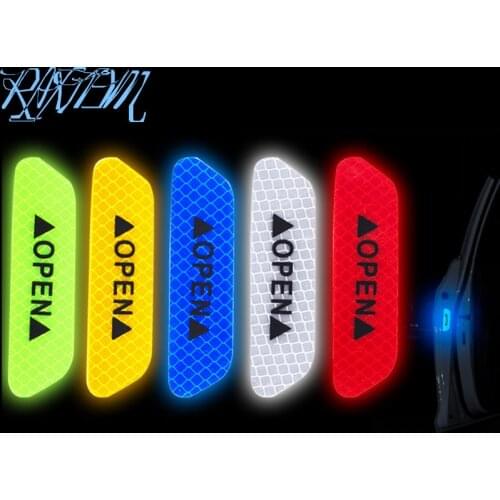 4 Pcs Car Door Safety Warning Reflective Stickers OPEN Sticker For Honda Brio Satya Freed Zest Life Inspire Airwave