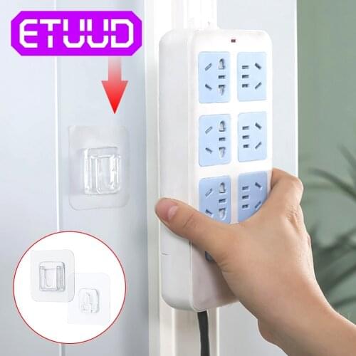 ETUUD 5/10Pcs Plastic Adhesive Stakes Transparent Cupboard Shelf Bracket Wall Hanger Hoop For Kitchen Bathroom Accessories
