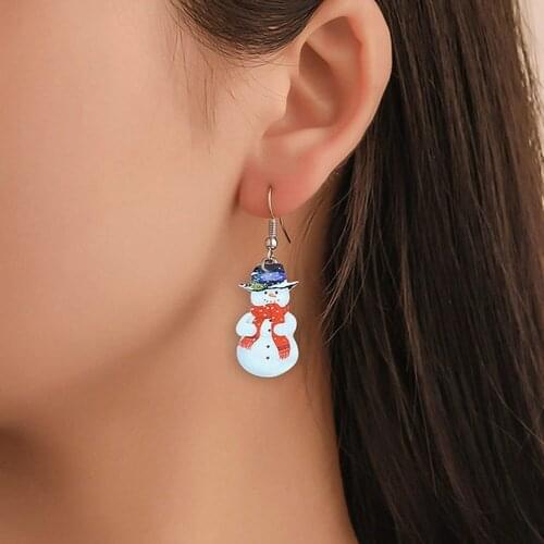 6Pcs Santa Candy House Earrings Christmas Acrylic Truck Christmas Tree Christmas Ball Snowman Earrings For Girls