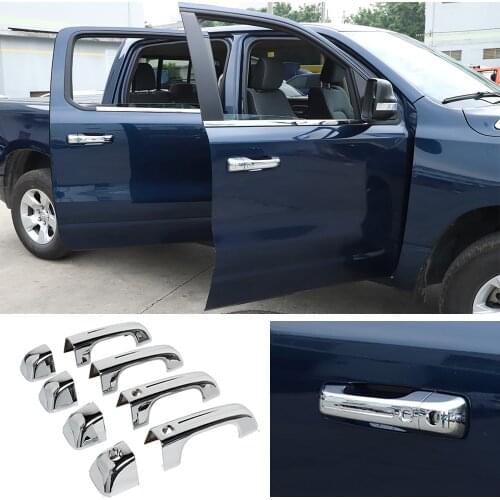 8PCS Exterior Side Door Handle Cover Decorative Trim Fit for Dodge Ram 2018-2021 ABS Chrome Car Accessories
