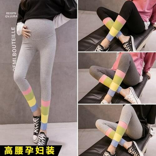 8144# Maternity Pants Spring Autumn Support Abdomen Elastic Waist Belly Support Pants Maternity Leggings Maternity Trousers