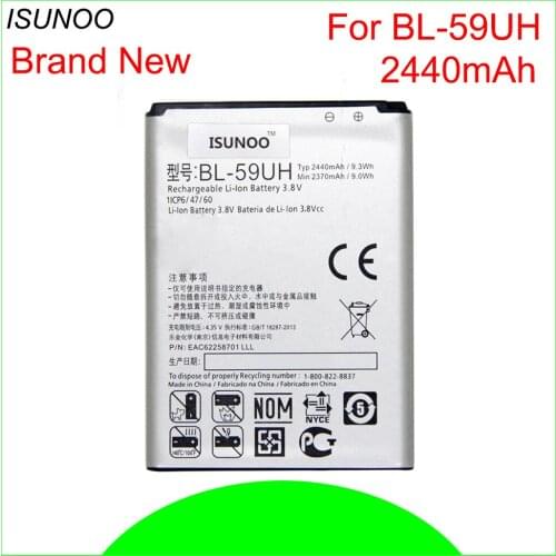 ISUNOO 10pcs/lot 2440mAh BL-59UH Battery For LG G2 Mini D620 D620R LS885 D618 Replacement Li-ion Battery