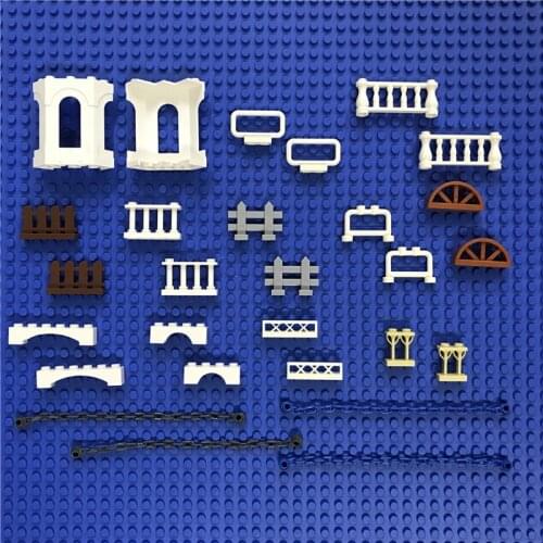City house garden fence Accessories Building Blocks Creative Guardrail Parts wood railing Windows Door MOC Bricks Friends Toys