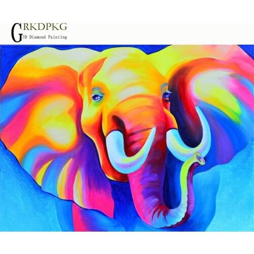 GRKDPKJ 5d diy Full square diamond painting Elephant art paintin Wedding decoration painting accessories pictures of rhinestones