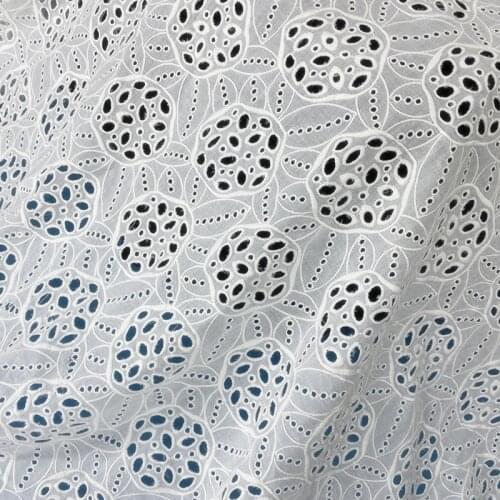 100%Cotton Cloth Hollow-out Full Embroidered Lace Fabric Handmade DIY Clothes Accessories Width 135cm 1Yard