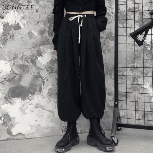 Casual Pants Women Comfort Mujer BF Pockets Baggy Letter Tender Joggers All-match Thicker Fall Oversize Teens Daily Trouser Warm