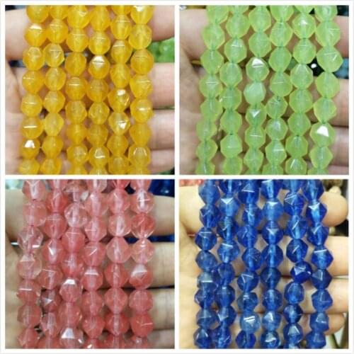 Natural Faceted 8MM Agates Quartz Chalcedony Stone Beads Loose Spacer Beads For Jewelry Making DIY Bracelets Necklace Material