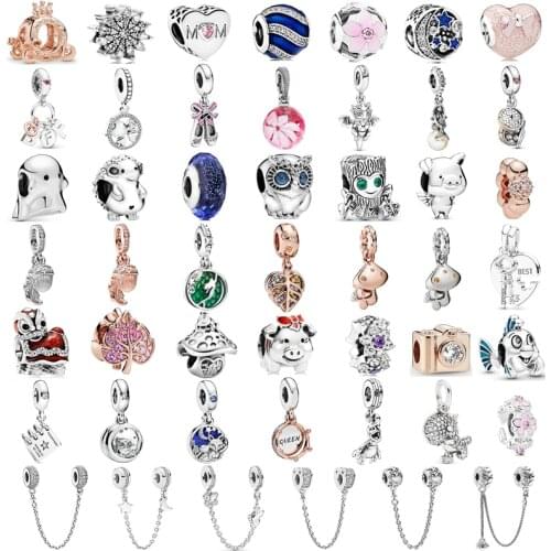 New Fashion Charm Original Owl Hedgehog Piggy Tree Mushroom Beads Suitable for Original Pandora Ladies Bracelet Jewelry Gift