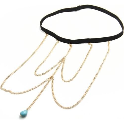 Thigh Chain Layered Boho Tassel Pendant Vintage Velvet Thigh Jewelry Body Chain Jewellery Accessories For Women Girl