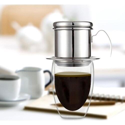 Stainless Steel Vietnamese Coffee Filter Cup Drip Maker Infuser Pot with Handle