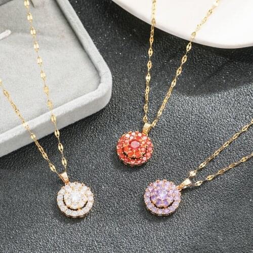 Lucky Rotating Titanium Steel Zircon Necklace Fashion Pendant Feminine Luxury Titanium Steel Does Not Fade Clavicle Chain