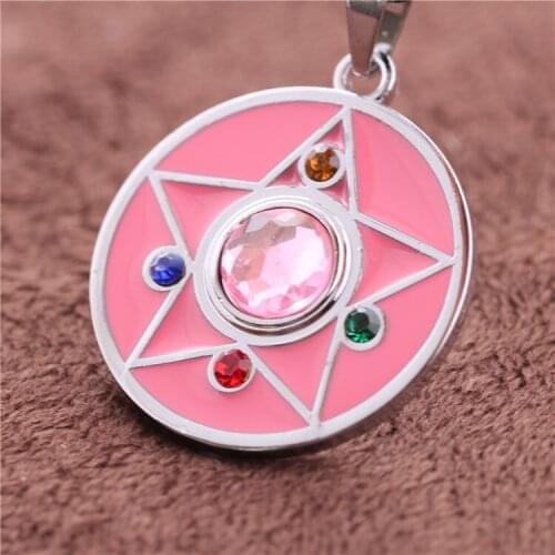 Cosplay Pink Color Pendant High Quality Sailor Moon Power Necklace Magic Pentacle Necklace Sailor Moon Jewelry