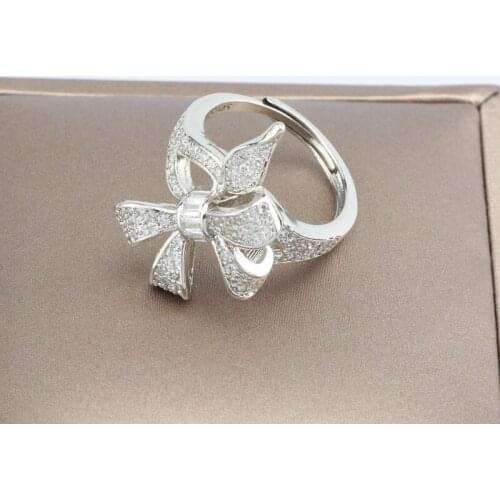 Fashion Charm Bowknot Rings Luxury Full Inlay Shiny Small Zircon Geometric Fine Jewelry For Women Wedding Punk Party Accessories