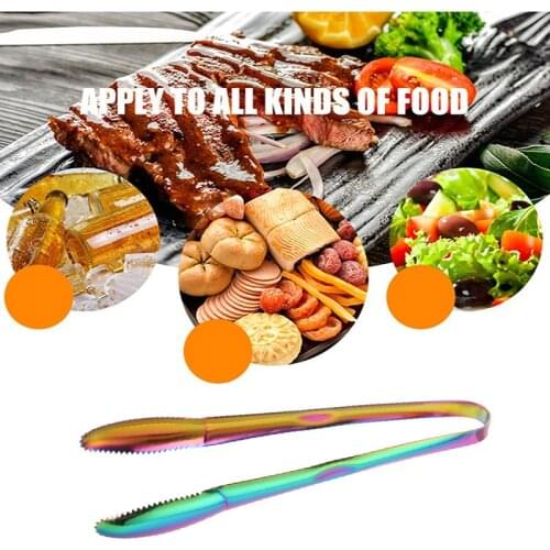 New Food Tong Stainless Steel Tongs Tooth Non-slip Food Clip Barbecue Bread Tong Hotel Buffet Steak Ice Clip Kitchen Accessories