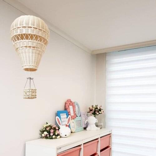 Handmade Rattan Woven Hot Air Balloon Kids Room Decoration Pendant Photography Props Nordic Style Children Bedroom Craft