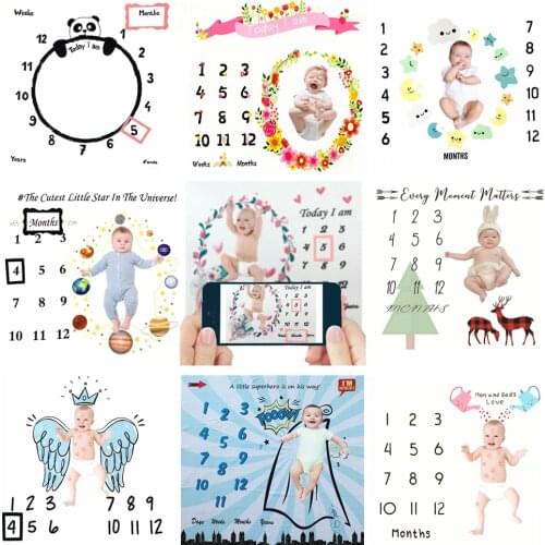 New Arrival Newborn Baby Monthly Milestone Photo Blanket Background Receiving Cloth Infant Diaper Photography Props Accessories