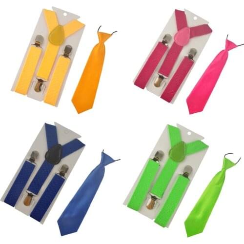 Suspenders NeckTie Set Y Back Bowties Cute Girls Adjustable Wedding Ties Braces Elastic Boys Belts Kids Children