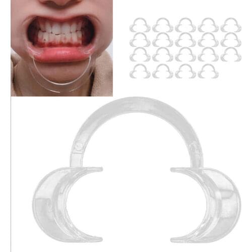 20pcs Disposable Lip Cheek Retractor Transparent C-Shape Teeth Whitening Mouth Opener Dental Lab Supplies