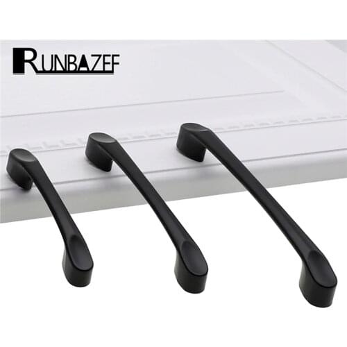 RUNBAZEF Zinc Alloy Black Cabinet Handles American Style Kitchen Cupboard Door Pulls Drawer Knobs Fashion Furniture Hardware