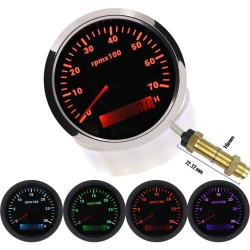 Universal 85mm Tachometer Tacho Gauge 0-7000RPM 8000RPM 6000RPM Rev Counter With Trip Hour Meter 7 Color Backlight For Car Boat