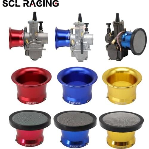 SCL Racing 50mm Motorcycle Air Filter Cup Wind Horn Cup With Rubber Mesh For PWK21 24 26 28 30mm PE28 30mm Carb