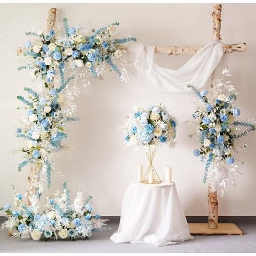 Blue Flower Arrangement Wedding Decoration Flower Arrangement Arch Set Flower Wedding Stage Background